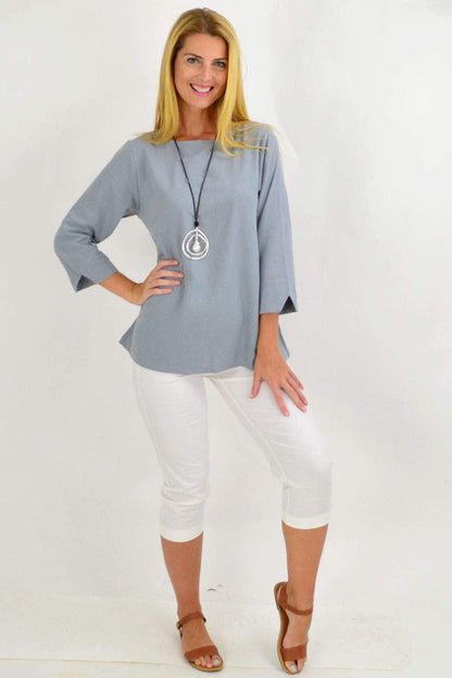 Grey Sunshine box tunic blouse for women, casual top with a relaxed fit and simple style, perfect for everyday wear.