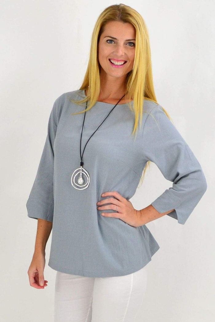 Grey Sunshine box tunic blouse for women, casual top with a relaxed fit and stylish design.