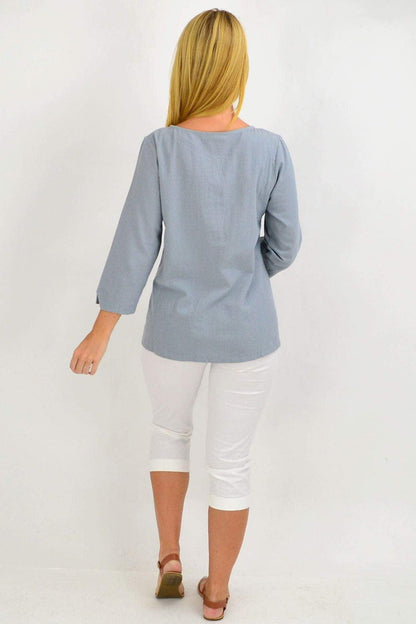 Grey Sunshine Box Tunic Blouse for women, featuring a relaxed fit and soft fabric, ideal for casual or office wear.