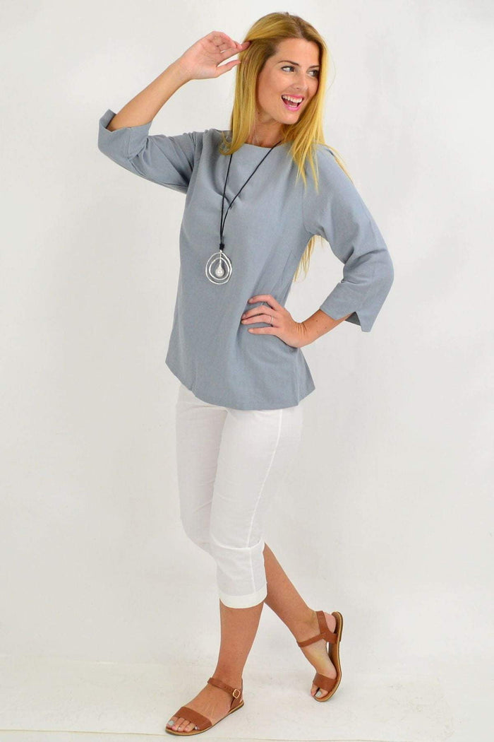 Grey Sunshine box tunic blouse for women, featuring a relaxed fit and stylish design, perfect for casual or office wear.