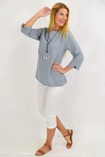 Grey Sunshine box tunic blouse for women, featuring a relaxed fit and stylish design, perfect for casual or office wear.