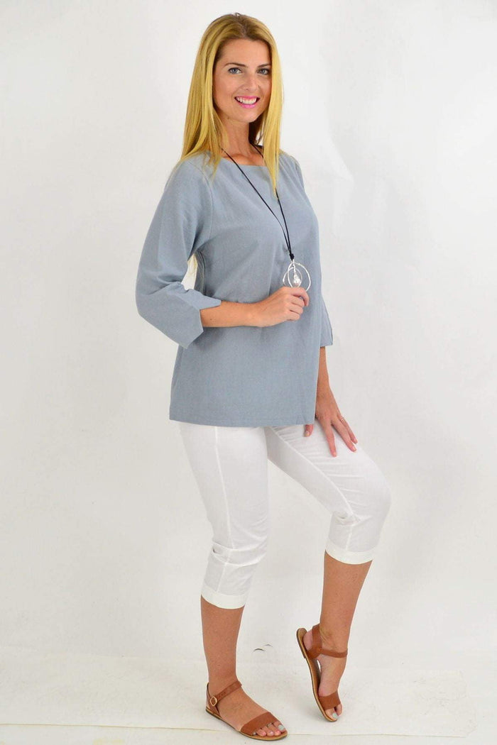 Grey Sunshine Box Tunic Blouse for women, featuring a relaxed fit and soft fabric, perfect for casual or office wear.