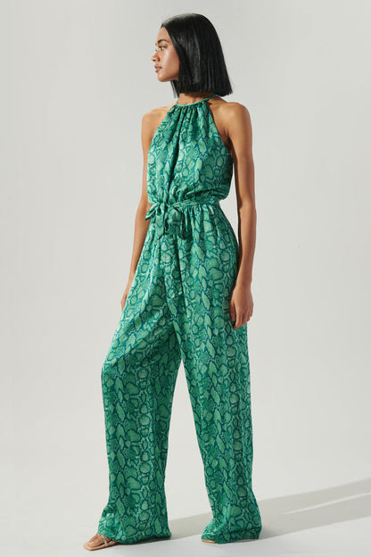Gwendolyn Snake Print Lighthearted Trapeze Jumpsuit