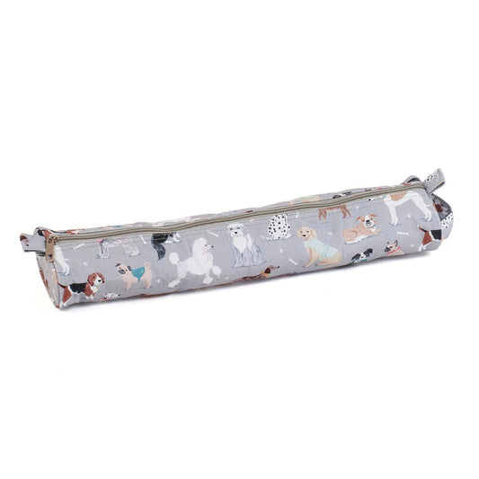 Hobby Gift: Knitting Pin Case: Soft: Grey Dogs: Item size: (d/w/h) 11 x 46 x 7cm.