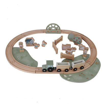 Holzeisenbahn Little Farm aus Holz – komplettes Zugset mit Bauernhofmotiven