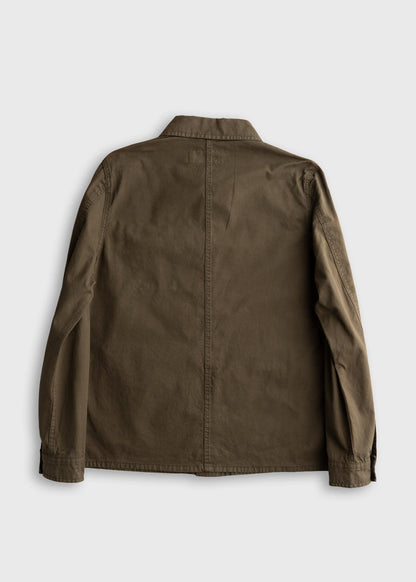 Men’s Prescott twill jacket in Olive Drab with button front, bellowed chest pockets and oversized flap waist pockets, durable cotton workwear outerwear with classic utility design