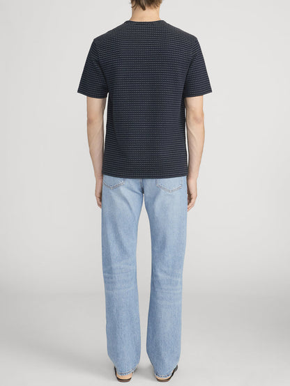 Jacquard Stripe Tee -- Navy/Cream Stripe