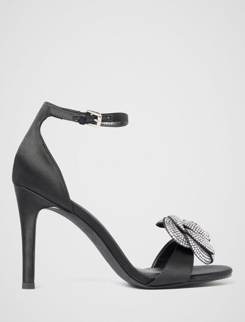 Joanna Jewelled Flower Sandal Heel Black Forever New