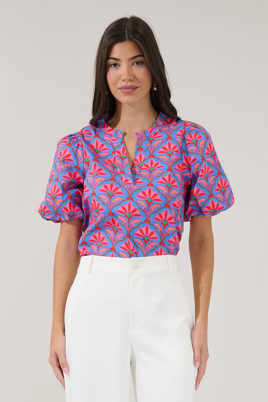 Jolene Split Neck Top Floral