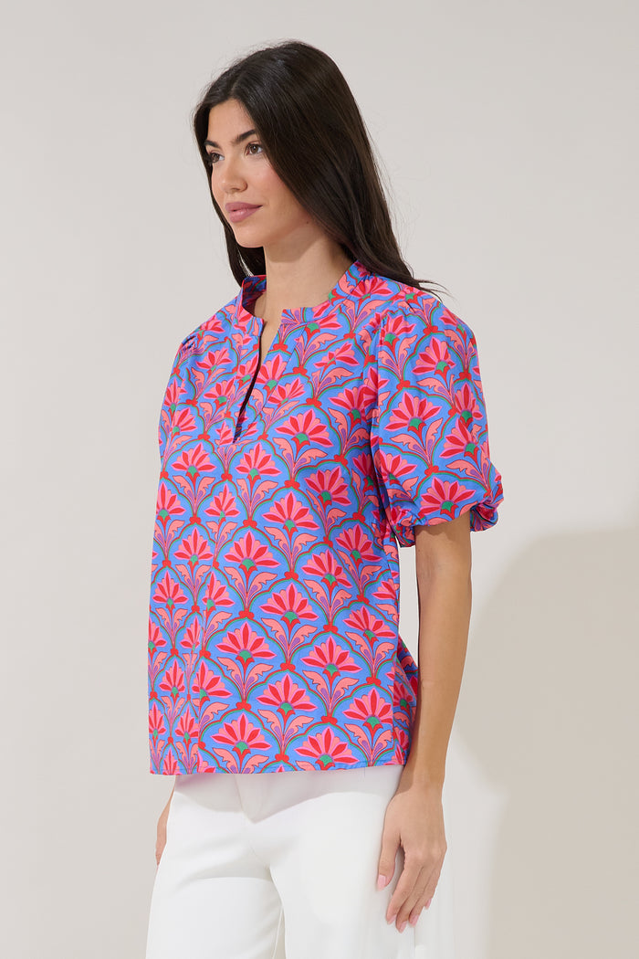 Jolene Split Neck Top Floral
