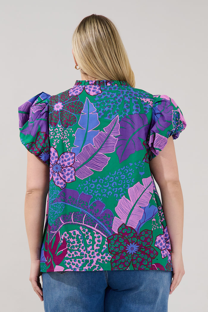 Keni Split Neck Top Tropical Curve