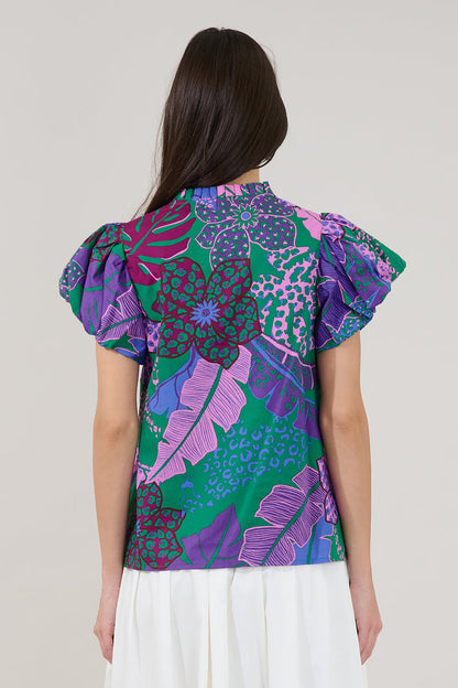 Keni Split Neck Top Tropical