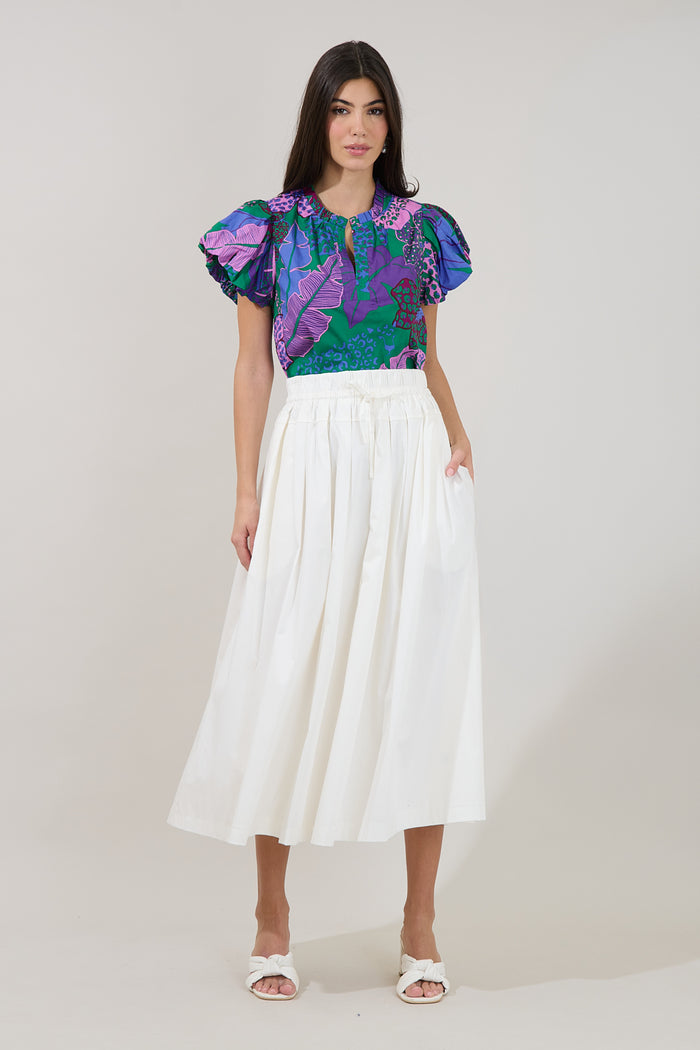Keni Split Neck Top Tropical