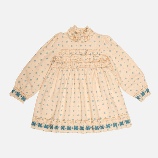 Kids Cotton Pernille Dress - Meadow Calico Cashew