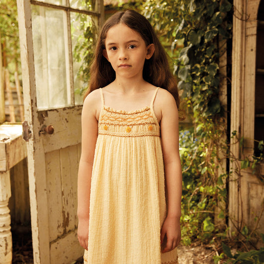 Kids Cotton Tammy Midi Sundress - Peach Yoghurt