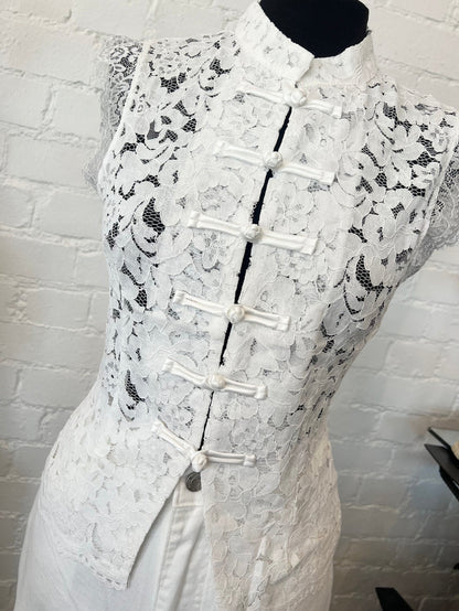 LACE MANDARIN SHIRT WHITE