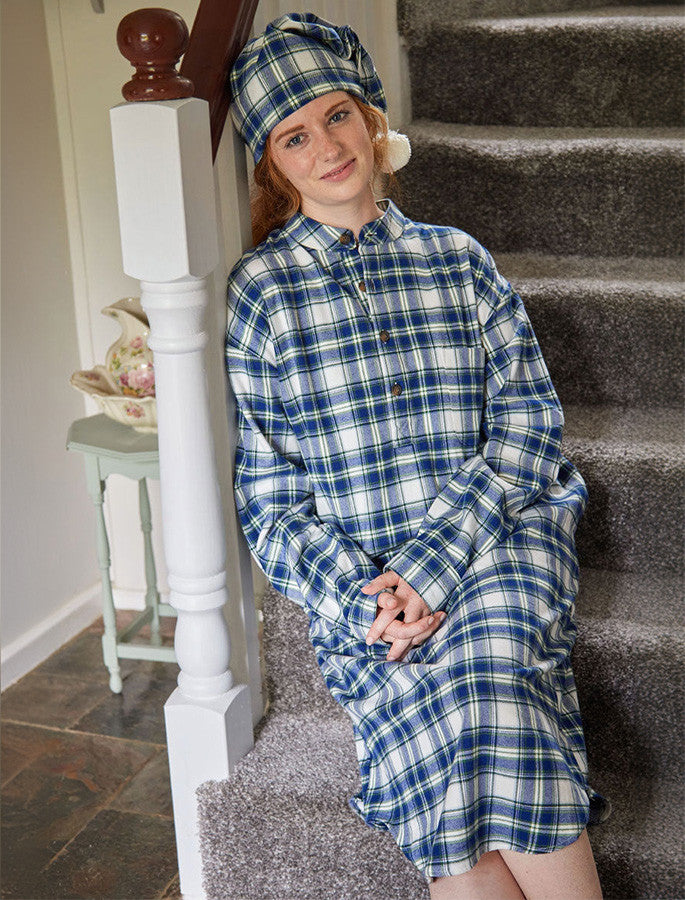 Ladies Cotton Flannel Nightshirt - #color_douglas-blue-tartan