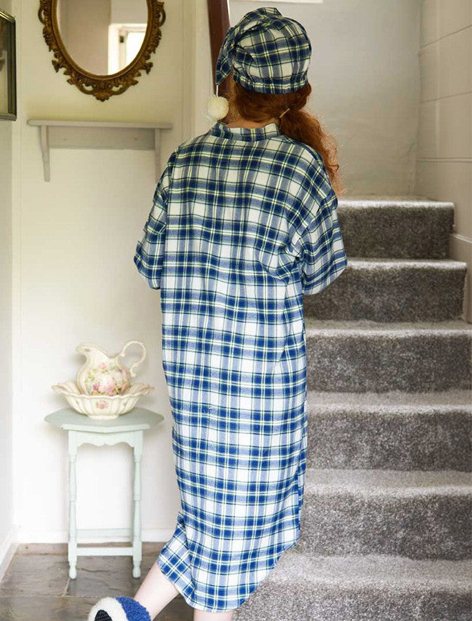 Ladies Cotton Flannel Nightshirt #color_douglas-blue-tartan