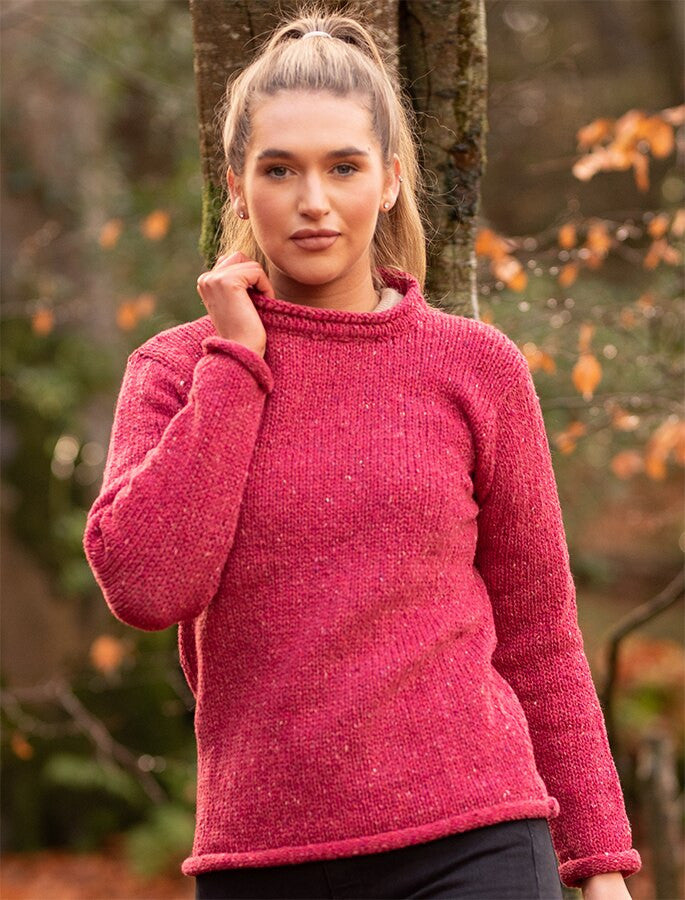 Ladies Roll Neck Sweater – Pink #color_pink