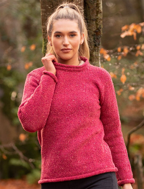 Ladies Roll Neck Sweater – Pink #color_pink