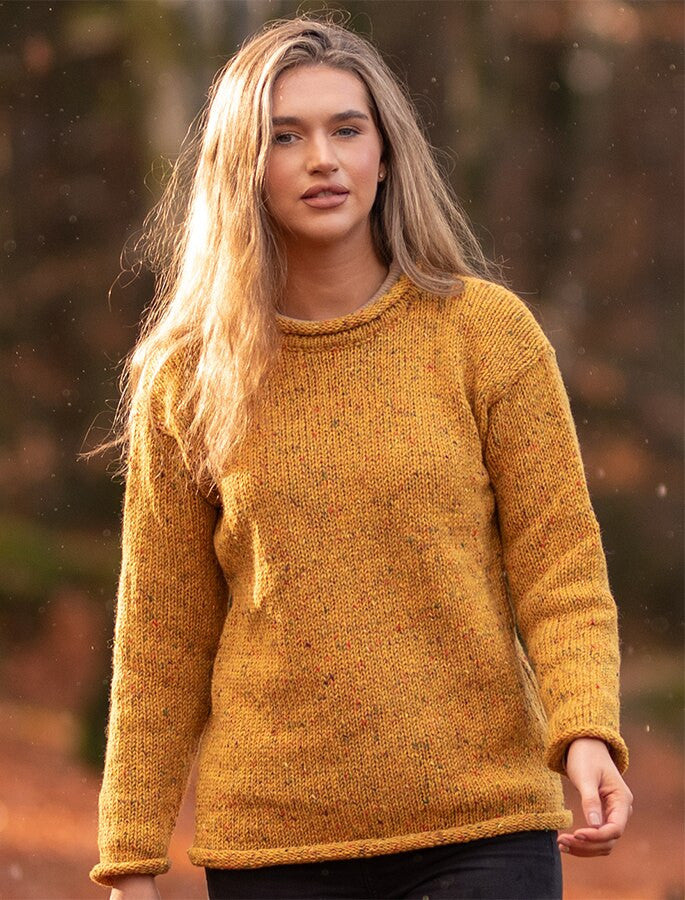 Ladies Roll Neck Sweater – Gold #color_gold