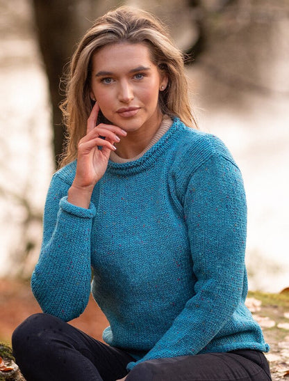 Ladies Roll Neck Sweater - Sky Blue #color_sky-blue