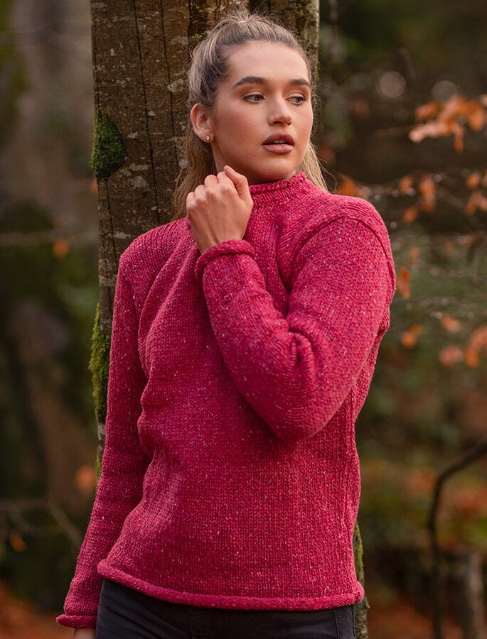 Ladies Roll Neck Sweater - Pink #color_pink