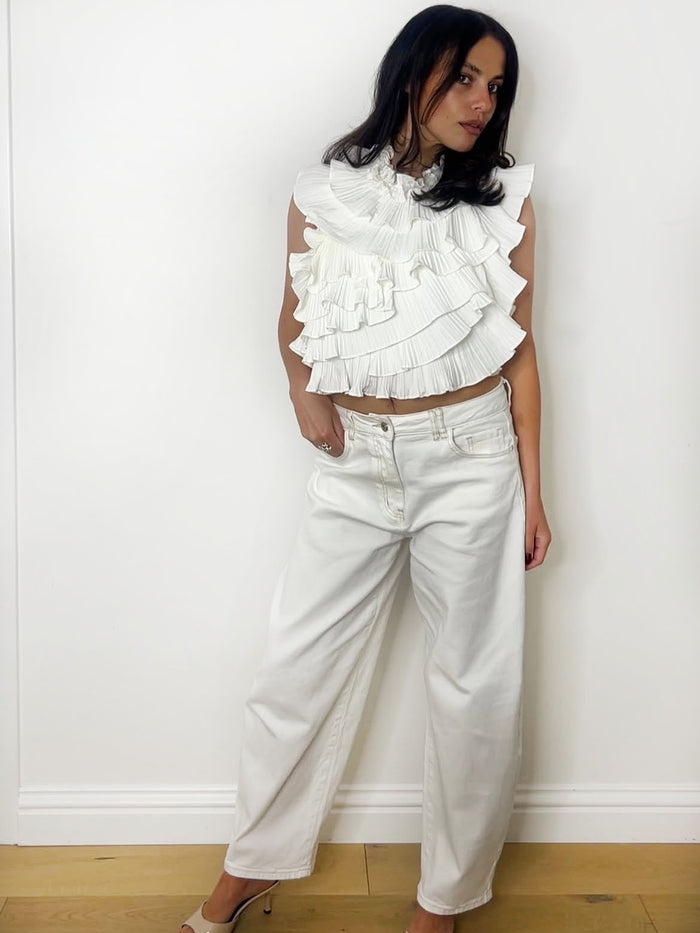 LARA RUFFLE HALTER WHITE