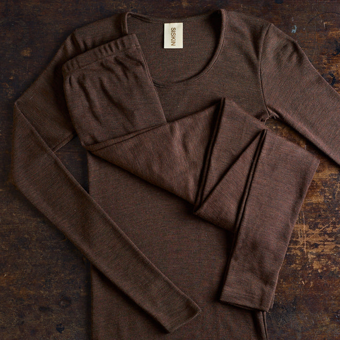 Lark Top & Finch Leggings Women’s Set - Merino Wool & Silk - Cacao
