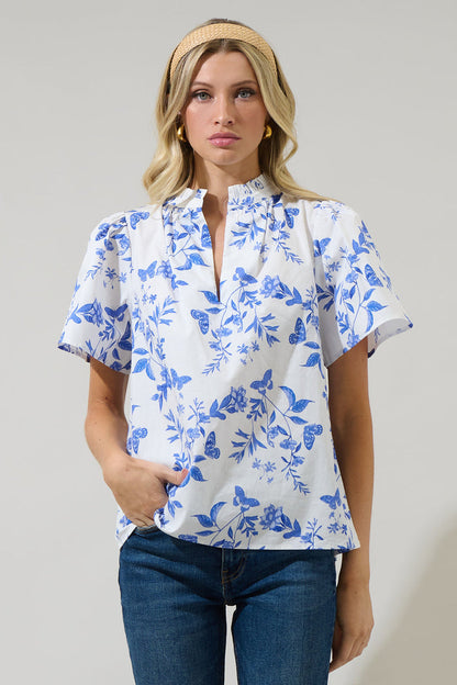 Leya Floral Inaya Split Neck Top