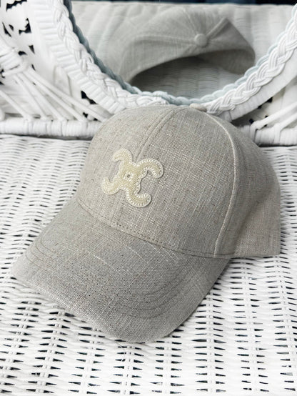 LOGO LINEN CAP BEIGE