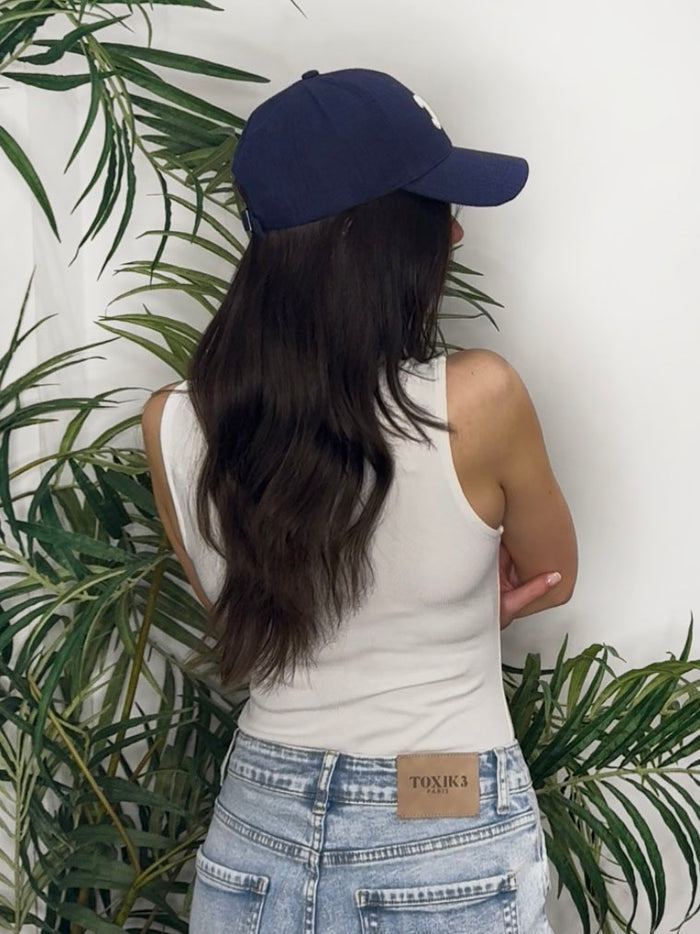 LOGO LINEN CAP NAVY