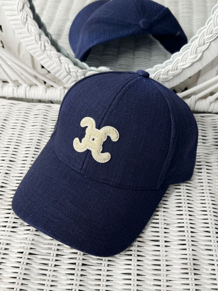 LOGO LINEN CAP NAVY