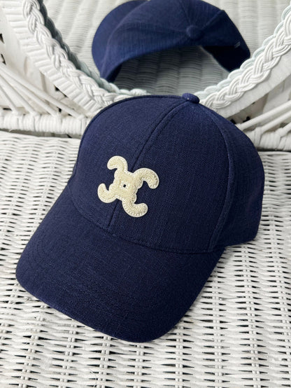 LOGO LINEN CAP NAVY