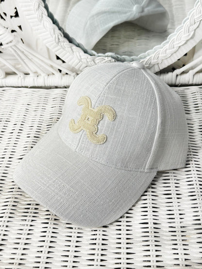 LOGO LINEN CAP WHITE