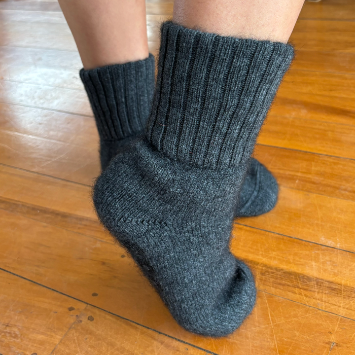Lothlorian - Merino & Possum House Sock Charcoal