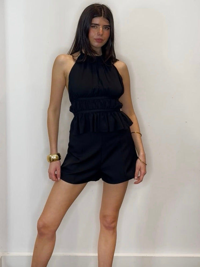 LULU HALTER TOP BLACK