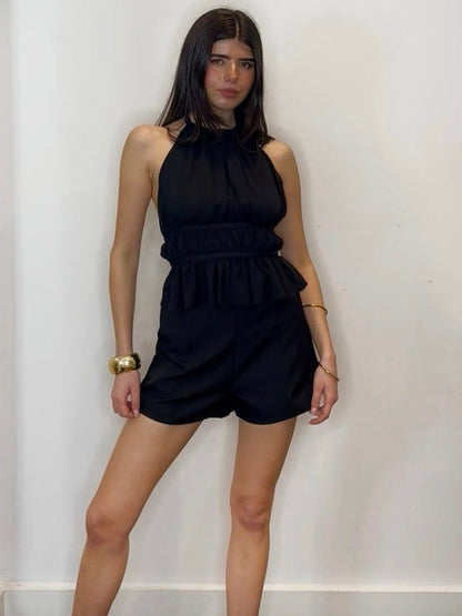LULU HALTER TOP BLACK