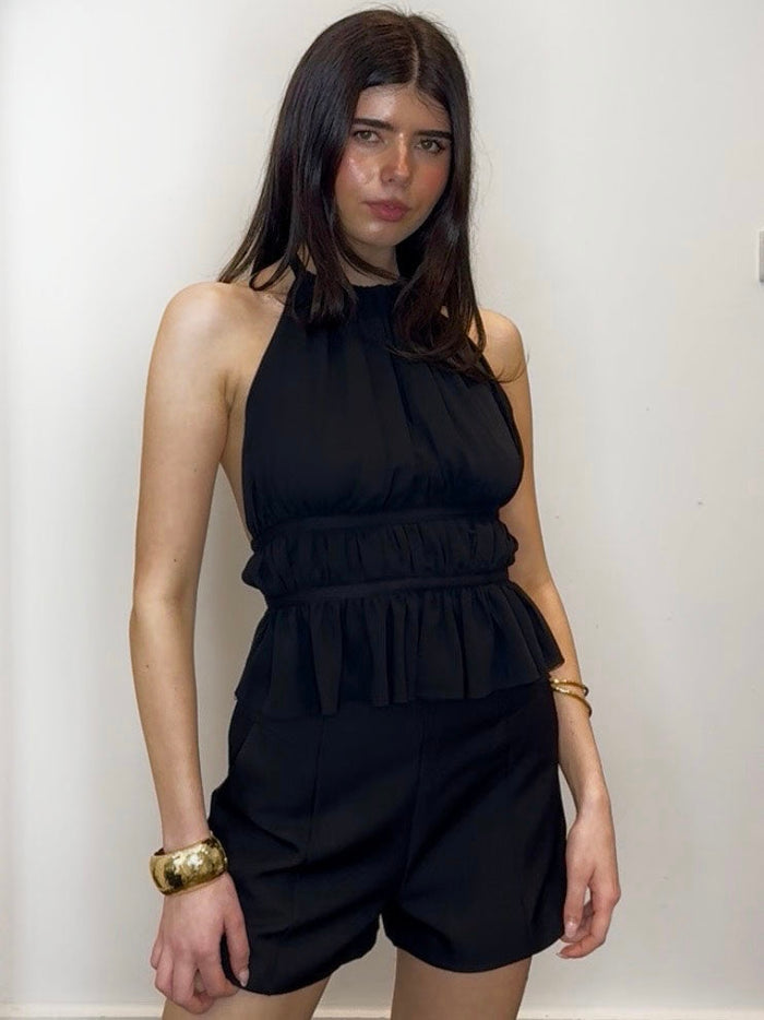 LULU HALTER TOP BLACK