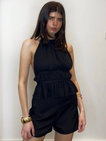 LULU HALTER TOP BLACK