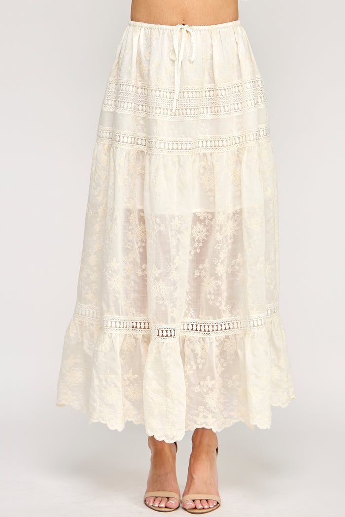 Lyric Maxi Skirt - Embroidered Eyelet Lace Dress
