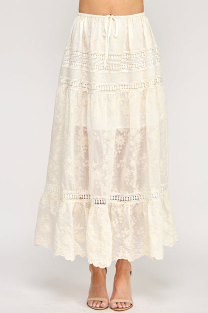 Lyric Maxi Skirt - Embroidered Eyelet Lace Dress