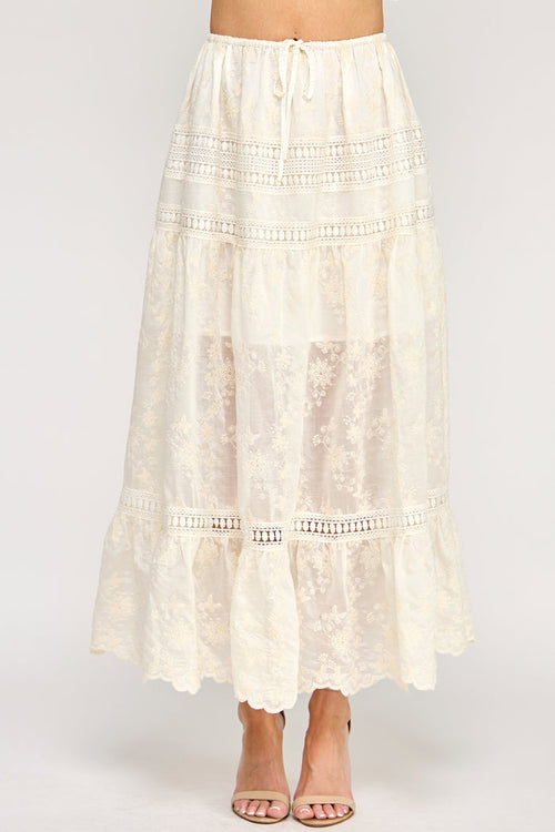 Lyric Maxi Skirt - Embroidered Eyelet Lace Dress