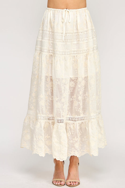 Lyric Maxi Skirt - Embroidered Eyelet Lace Dress
