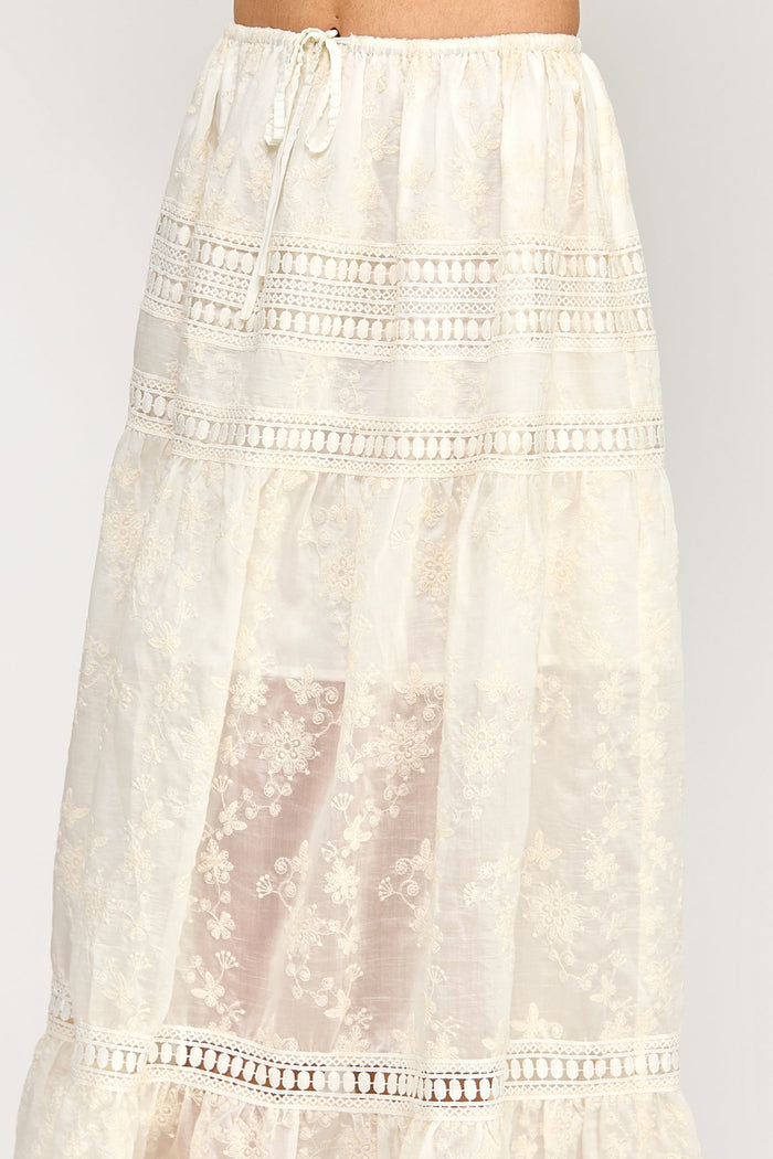 Lyric Maxi Skirt - Embroidered Eyelet Lace Dress