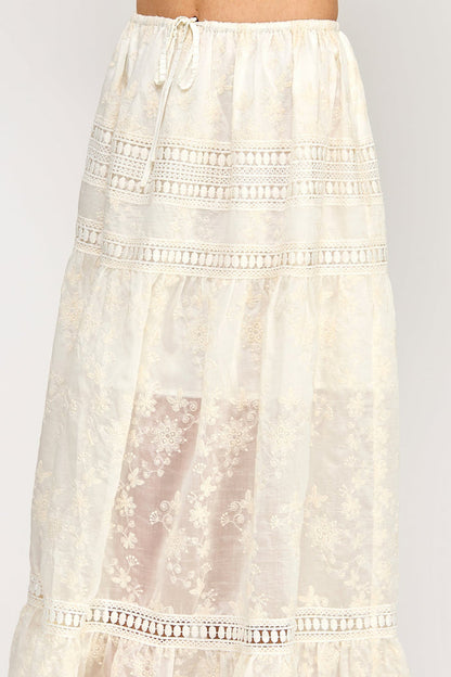 Lyric Maxi Skirt - Embroidered Eyelet Lace Dress