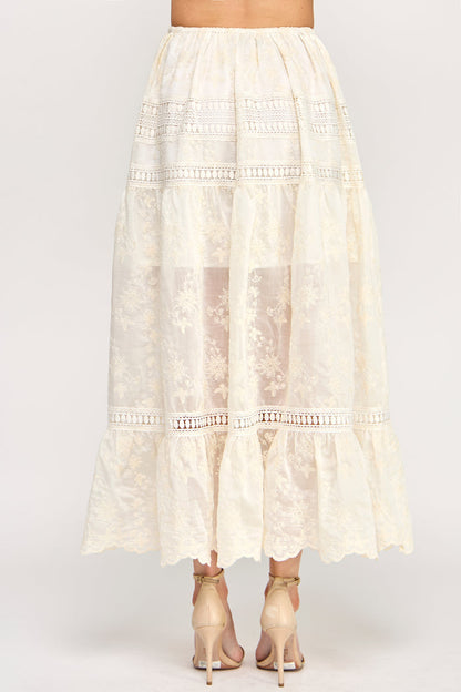 Lyric Maxi Skirt - Embroidered Eyelet Lace Dress