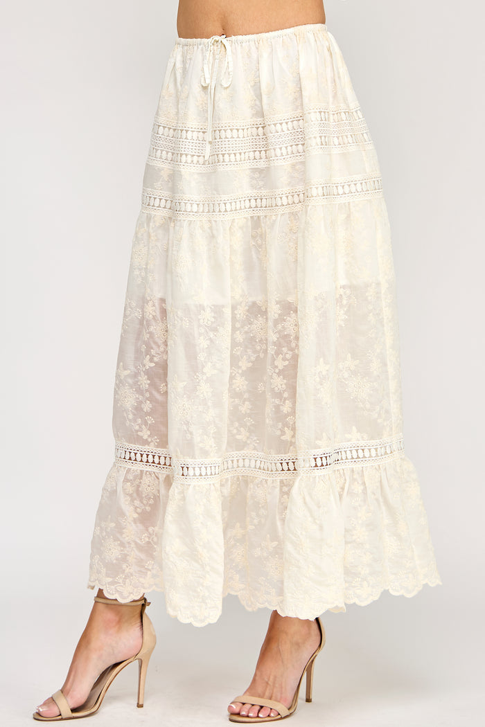 Lyric Maxi Skirt - Embroidered Eyelet Lace Dress