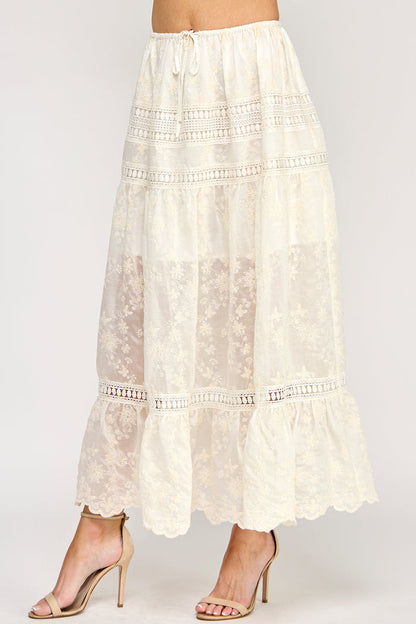 Lyric Maxi Skirt - Embroidered Eyelet Lace Dress