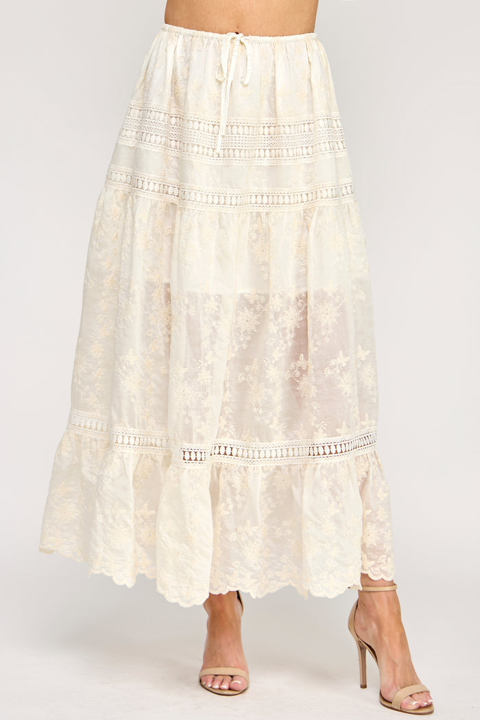 Lyric Maxi Skirt - Embroidered Eyelet Lace Dress
